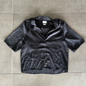 Aritzia Black Satin Blouse